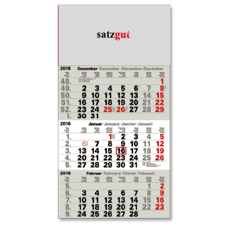 3-Monatskalender für das Folgejahr